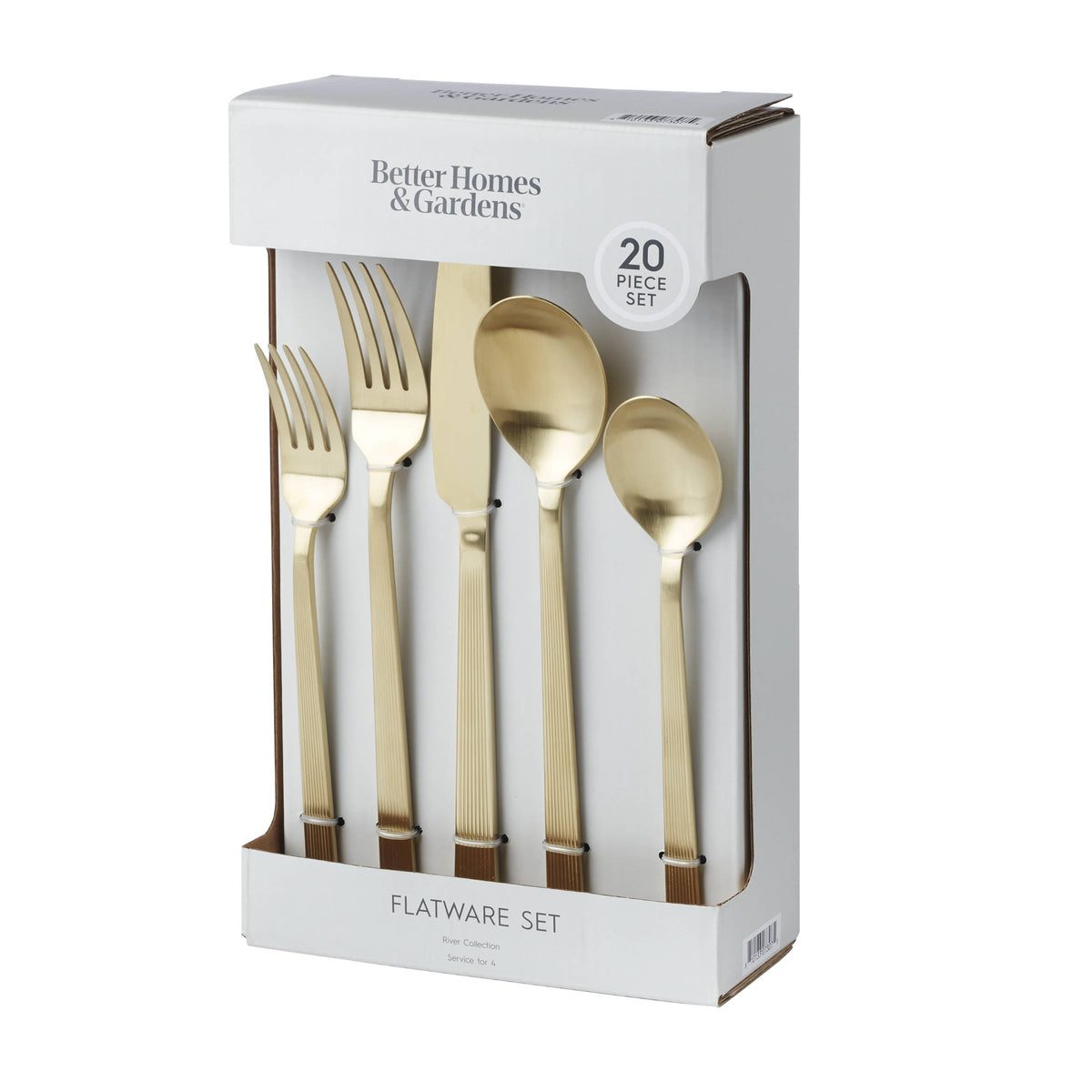 Better Homes & Gardens River Stainless Steel Flatware Set, Black Finish, 20-Piece